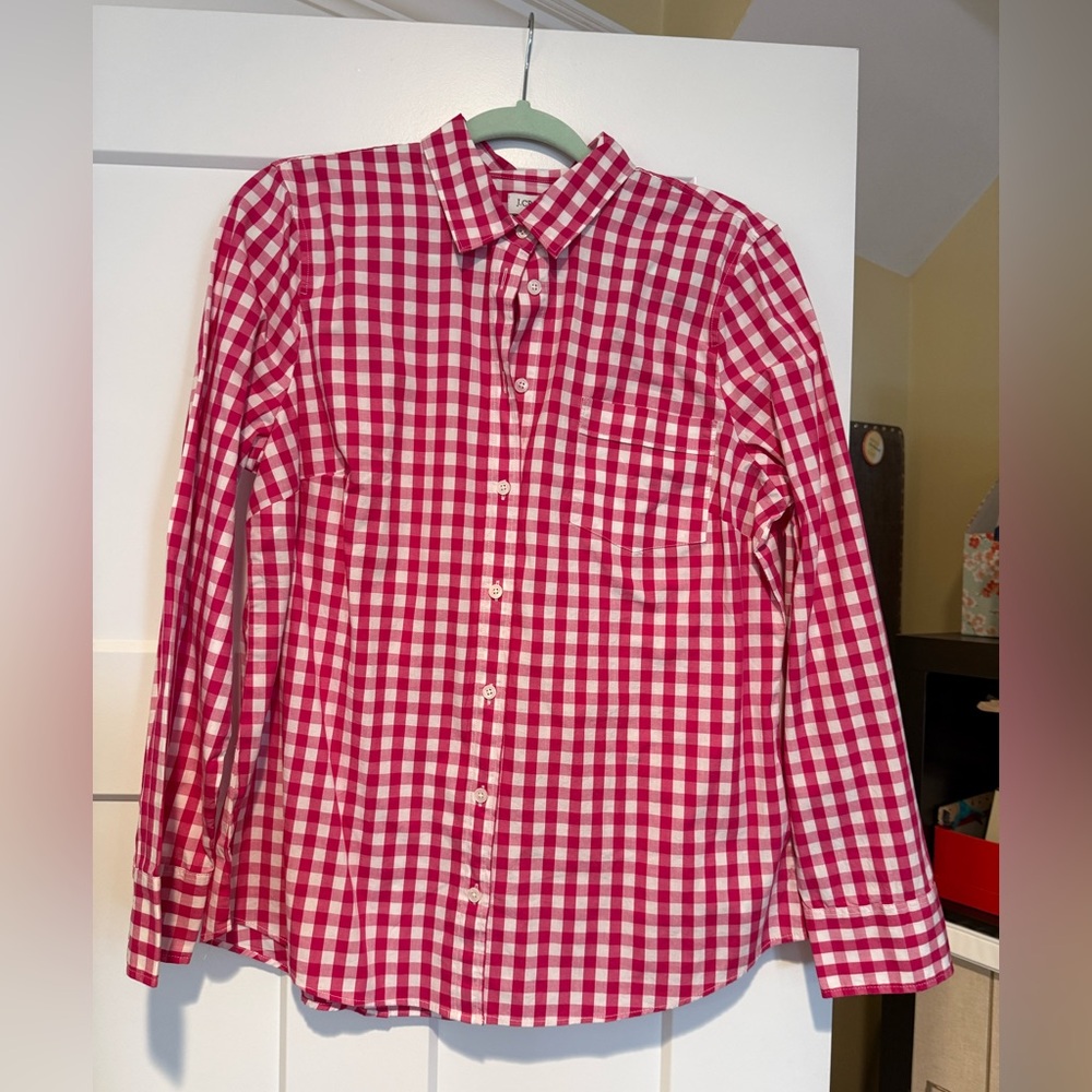 NWT J Crew gingham women’s L button down.